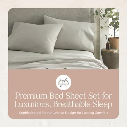 Whisper Organics 100% Organic Cotton Bed Sheets with Deep Pocket 4 Pc. Set