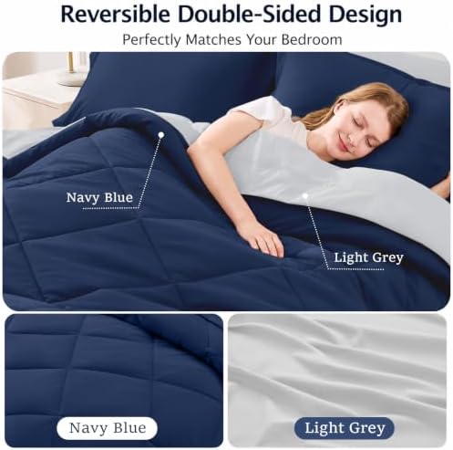FUANNA King Size Comforter Set 7 PCS, Reversible Bed Set, Soft Bed in a Bag