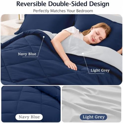 FUANNA Twin Comforter Set 5 Pieces, Reversible Bed Set, Soft Bed in a Bag