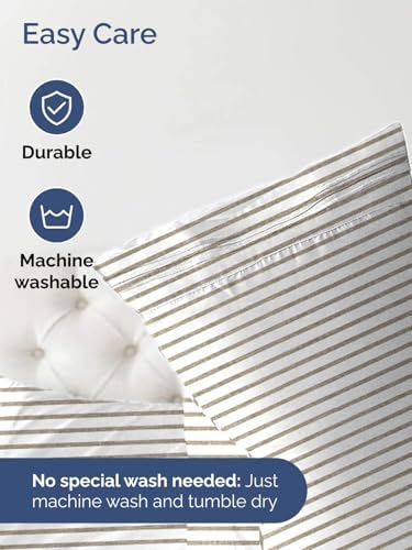 CGK Linens Extra Deep Twin Fitted Sheet - Fitted Sheet Only - Beige Stripes