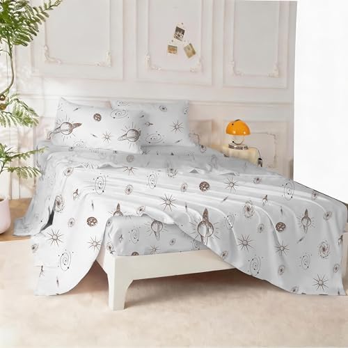 SDY 7Piece Space Bedding Queen for Kids,Girls, Boys,Include Galaxy Comforter，1Fitted Sheet，1Flat Sheet，2Pillowcases2 Pillowshams Bed in A Bag