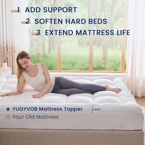 YUGYVOB King Mattress Topper Extra Thick, Cooling Plush Mattress Pad