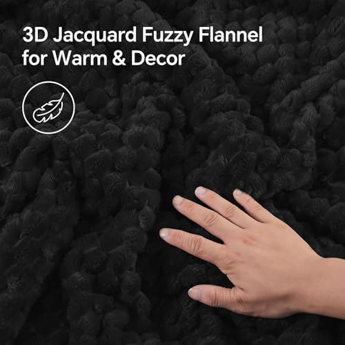 BEDELITE Fluffy Queen Comforter Set, Black Fleece Bed Set 3 Pieces