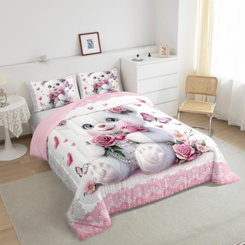 Feelyou Kids Cute Cartoon Bear Comforter Set Twin Size Boys Girls