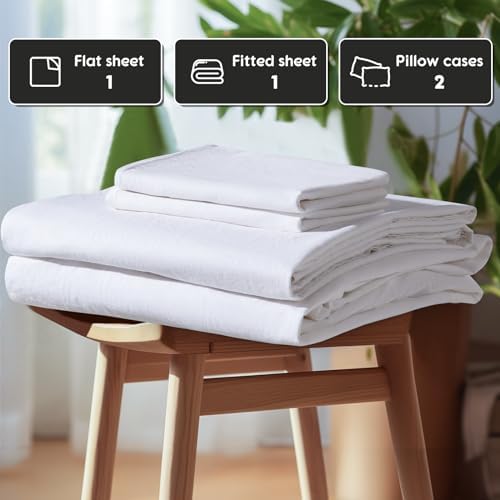 SONORO KATE 100% French Linen King Size Sheets Set,Extra Deep Pocket,4PC