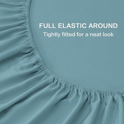 Andency Grayish Teal King Sheets Set 100% Viscose Derived from Bamboo