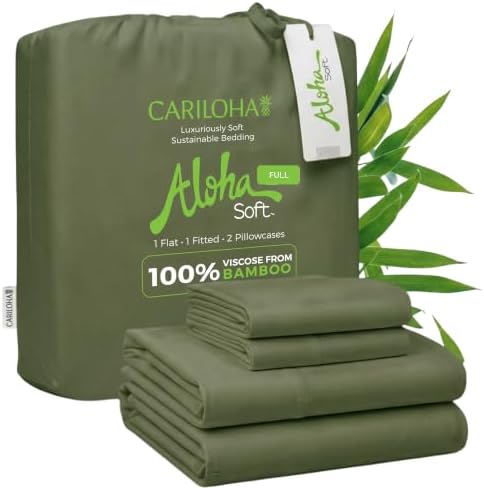 Cariloha Aloha Soft 4-Piece Sheet Set | Coastal Pine | Full | Made from 100% Viscose derived from Bamboo | Introductory Sheet Line