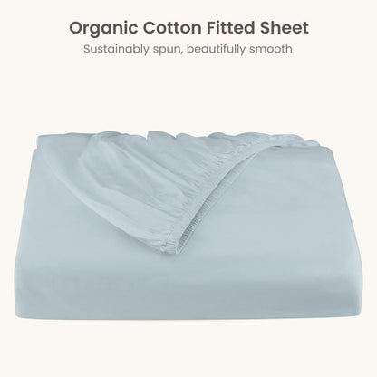Bioweaves 100% Organic Cotton 1 King Size Fitted Sheet Only | 300 Thread Count Sateen Weave GOTS Certified with Deep Pocket - Shore