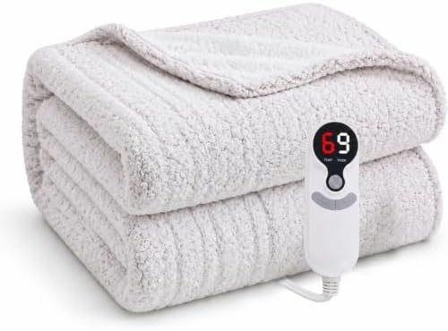 Eydna Electric Heated Blanket Full Size 72"×84" with 9 Heating Levels & 1-10Hs Auto Off，Double Sided Plush Sherpa, Energy Efficient, Machine Washable, Couch & Bed, Light Gradient Purple