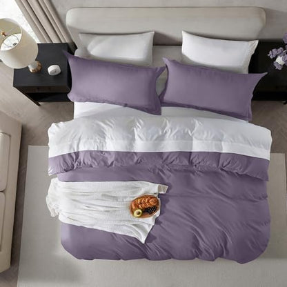 Hearth & Harbor Prewashed California King Duvet Cover Set, Grayish Purple