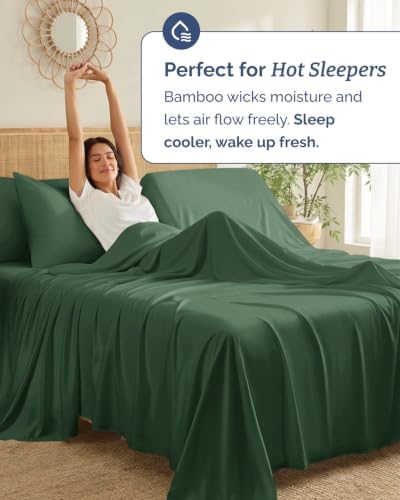 100% Rayon Derived from Bamboo Sheets - Split Head King - Emerald Green