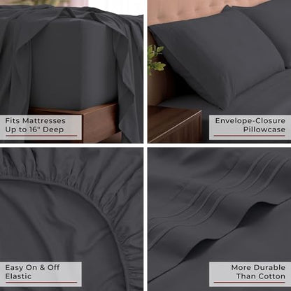 Mellanni Iconic 4-Piece, Ultra Soft Sheet Set (California King, Charcoal)