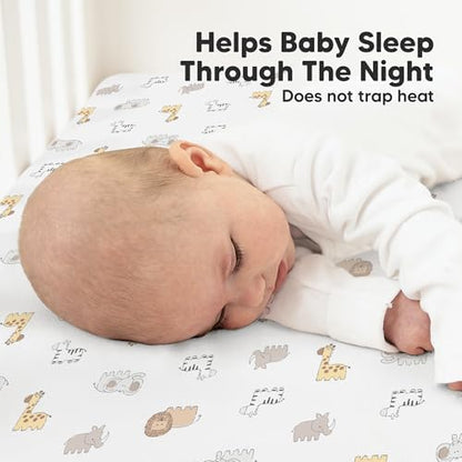 KeaBabies 2pk Organic Cotton Crib Sheets for Boys Girls 52x28, KeaSafari