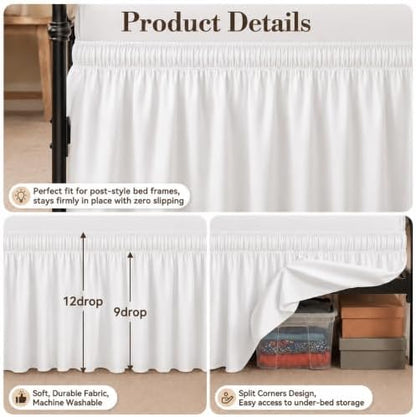 RIMELA Bed Skirt with Split Corners, Twin, 12 Inch Drop, White