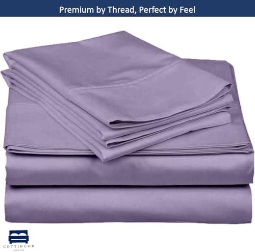 Cottingon 4 Piece RV King Sheets Fits 15" Deep, Egyptian Cotton, Lavender