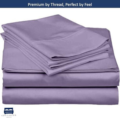 Cottingon 4 Piece RV King Sheets Fits 15" Deep, Egyptian Cotton, Lavender