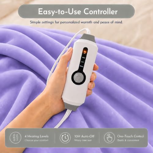 Electric Heated Blanket 84"x90" Queen Size, Light Purple