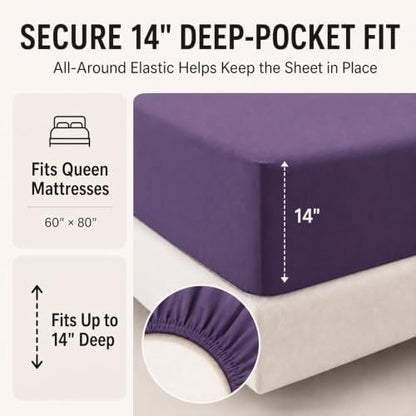 CozyLux Queen Comforter Set Purple - 7 Pieces Bed in a Bag