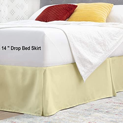 Premium Quality 800-TC Box Pleated 76x80 King Size Bed Skirt 14" Inch Drop Length with Split Corners 100% Egyptian Cotton Easy Fit Wrinkle Free & Fade Resistance
