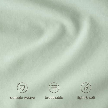 Bare Home 100% Organic Cotton Percale Duvet Cover Set (King, Willow)