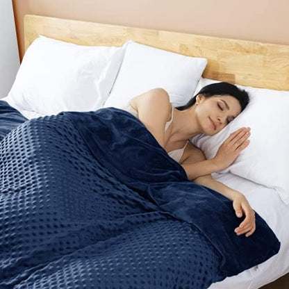 yescool Weighted Blanket with Cover (10 lbs, 41" x 60", Cobalt Blue) Heavy Blanket for Sleeping Perfect for 60-90 lbs, Breathable Blanket with Premium Glass Bead, Machine Washable