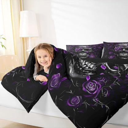 Feelyou Gothic Skull Comforter Set Queen Size Bedding Set