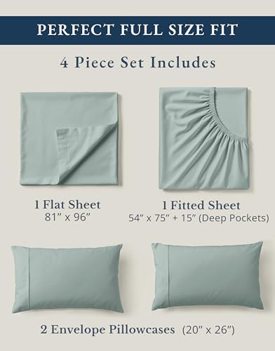 LANE LINEN Full Size Bed Sheet Set 100% Organic Cotton Soft - French Blue