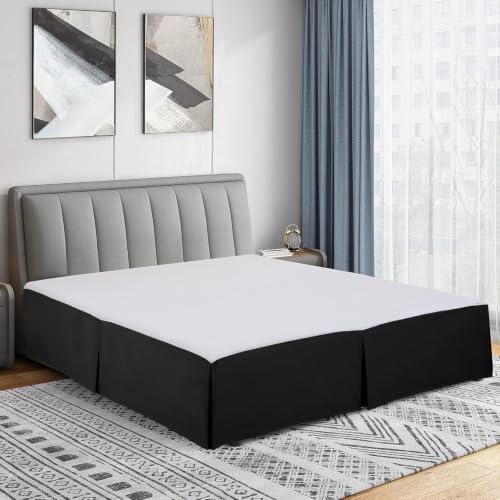 Cathay Home Twin Bed Skirt, 14" Drop Dust Ruffle, Dark Black
