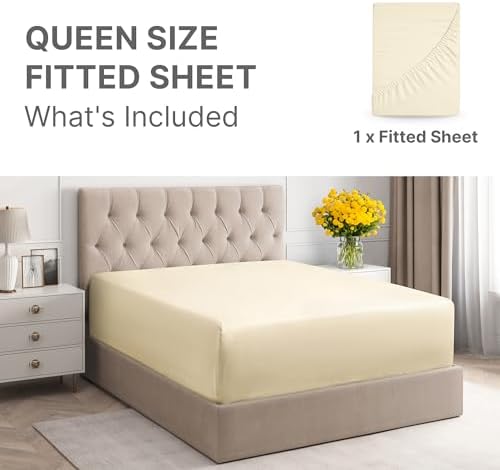 CGK Linens Extra Deep Queen Fitted Sheet - Fitted Sheet Only - Off White