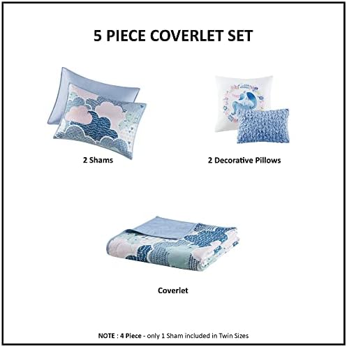 Intelligent Design Kids Cotton Playful Blue Queen Quilt Set, 5pc