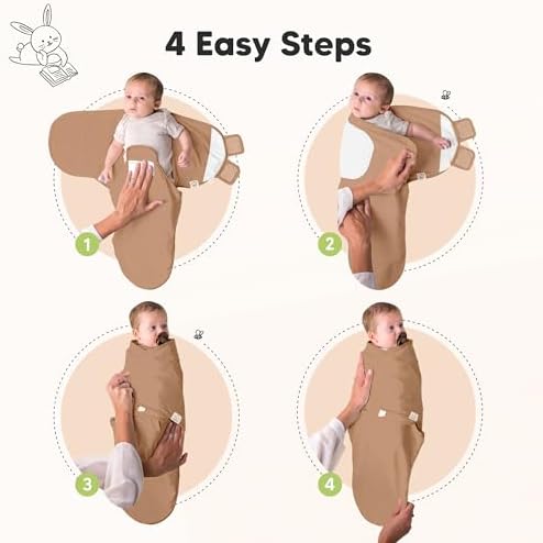 KeaBabies 3-Pack Organic Baby Swaddles for Newborns, Infant, Lil Fawn, 0-3M