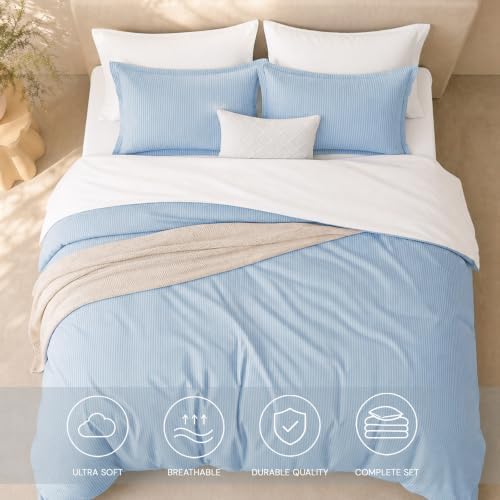 Monbix Queen Comforter Set-7 Pieces Soft Bed in a Bag Queen Bedding Sets