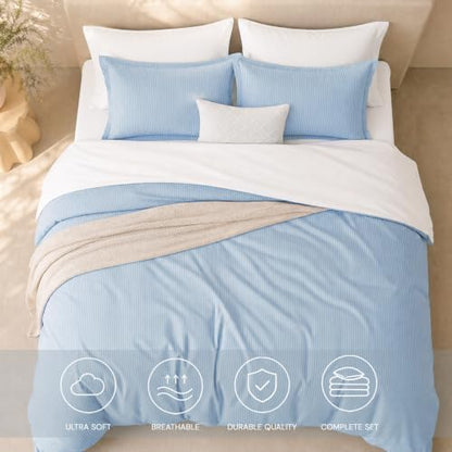Monbix Queen Comforter Set-7 Pieces Soft Bed in a Bag Queen Bedding Sets