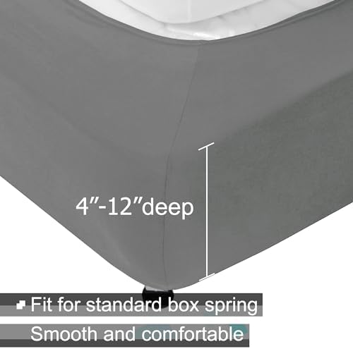 ALYVIA SPRING Full Size Box Spring Cover Jersey Knit Stretchy, Light Gray