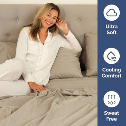 Flex Top Split Head King 4 Piece Sheet Set - Ultra-Soft - Heathered Beige