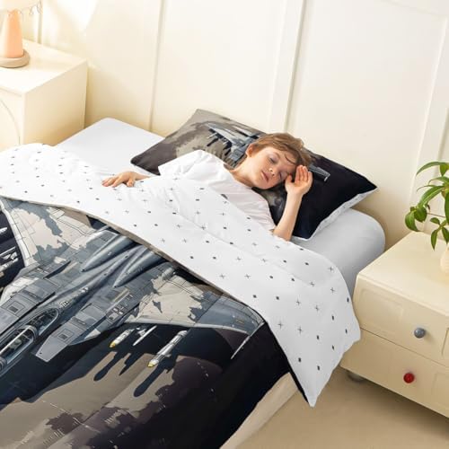 Erosebridal Military Fighter Plane Comforter Set Queen Camouflage Aircraft Bedding Set Warplane Aviation Comforter for Kids Boys Girls Airplane Aviation Enthusiast Quilt Duvet