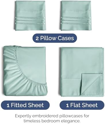 Cal King Size 4 Piece Sheet Set - Ultra Soft & Cooling Sheets - Light Teal
