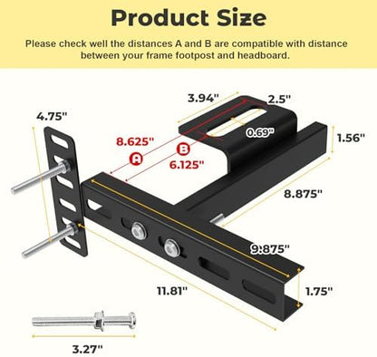 Headboard Brackets for Metal Bed Frame, Universal Adjustable Brackets for Headboard with Footboard Extension Kit Fit Twin Full Queen King, Matte Black 2 Packs
