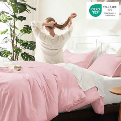 Litanika Pink King Comforter Set, 3 Pieces Lightweight Solid Bed Set