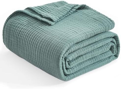 EMME Muslin Blankets for Adults Teal Small Blanket 40" x 50"