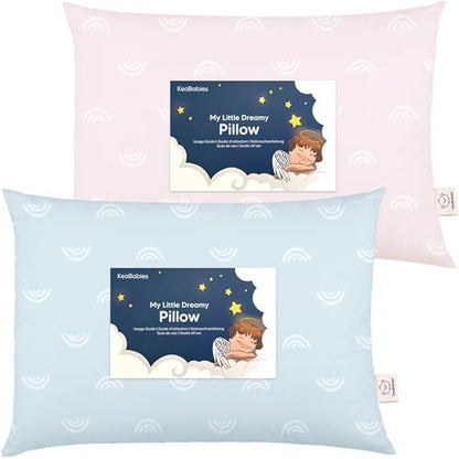 2pk Toddler Pillows 2 Year Old to 5,13x18 Kids Pillow (Pastel Rainbow)