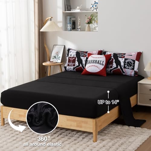 A Nice Night Sports Baseball Comforter Full Bedding Sets for Boys,Red