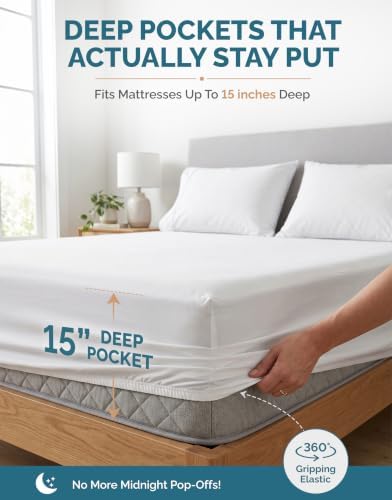 Casa Platino Twin Sheets Set –100% Cotton Twin Sheets with 2 Pillowcases, Lightweight Feel & Secure Fit, Crisp & Breathable Percale Weave with 15" Deep Pocket, Soft and Cozy – Pure White