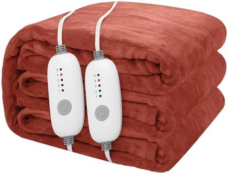 Electric Heated Blanket 84"x90" Queen Size, Brick Red