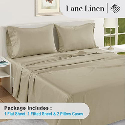 LANE LINEN 100% Egyptian Cotton Bed Sheets King Size – 16 Inch Extra Deep Pocket, Naturally Cooling, No-Pill, Fade-Resistant Cotton Sheets King – Sandbar