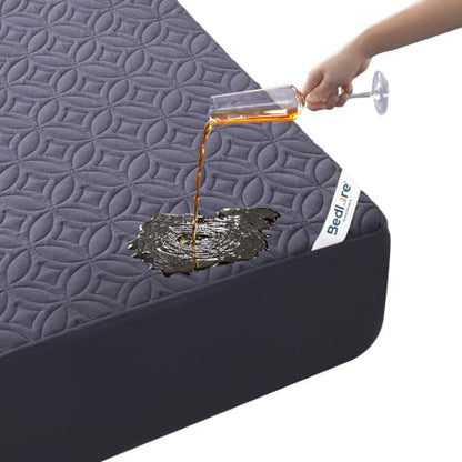 BEDLORE Waterproof Mattress Protector, King Size Mattress Pad with Deep Pocket 6"-18" Depth, Soft Dirt-Proof Double Bed Mattress Cover for Bedroom, College Dorm, Hotel (Navy Blue)