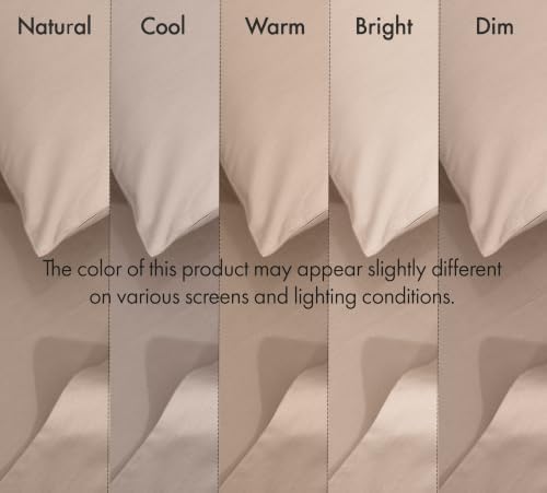 RUVANTI 100% Cotton Queen Sheets, Percale Queen Sheet Set, Sand Stone