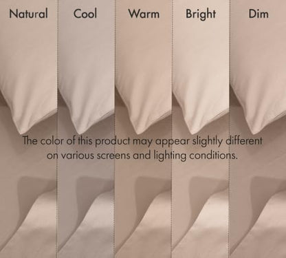RUVANTI 100% Cotton Queen Sheets, Percale Queen Sheet Set, Sand Stone