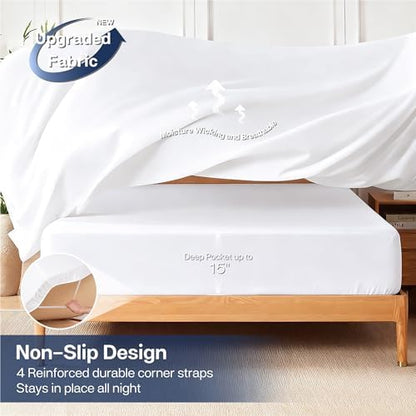 MR&HM Twin XL Sheets 3 Pieces, Rayon Derived from Bamboo Blend, White