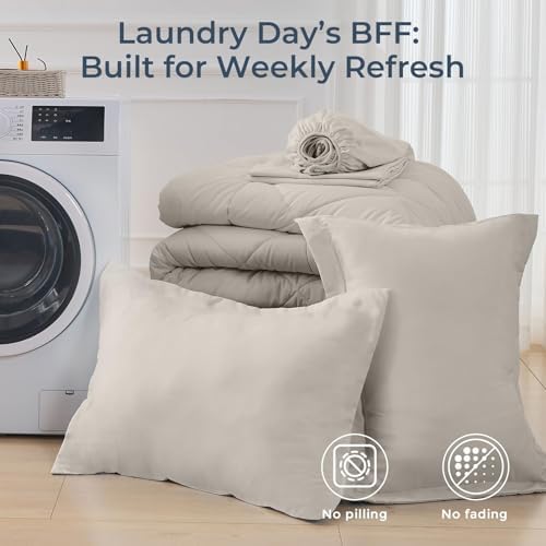 HEVUMYI 5-Piece Twin Comforter Set, Oatmeal Bed in a Bag